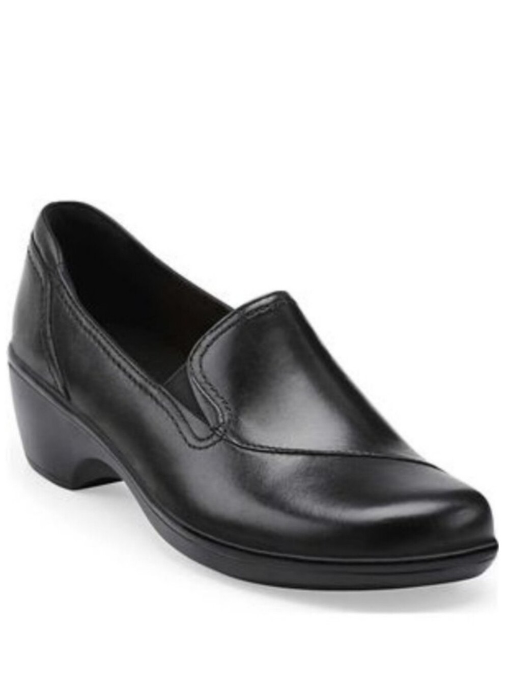 Clarks Women's May Poppy Leather Slip On Comfort Casual Loafers Black 7.5